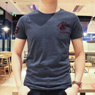 ABERCROMBIE & FITCH小麋鹿夏季修身純色體恤衫af圓領(lǐng)男士半袖純 01花寶藍(lán) 均碼 m 115-130斤