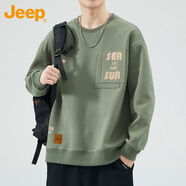 吉普（JEEP）美式高端Jeep男士長袖t恤新款圓領(lǐng)黑色打底上衣2025年春季重磅衛(wèi) 1001綠色Jeep【專柜正品】 L 推薦111-120斤