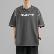 太子龍（TEDELON）純棉短袖t恤男士上衣服2024夏季新薄款休閑半袖體 深灰 S