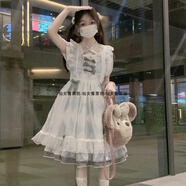 原創(chuàng)雙子愛麗絲交叉菱格姐妹裝春夏甜美日常lolita在逃公主連衣裙 雙子愛麗絲短袖op+罩紗 S