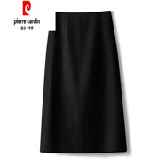 皮爾卡丹（pierre cardin）輕奢高端夏季薄款包臀裙半身裙2025新款中長(zhǎng)款開叉顯瘦氣 黑色 XL 建議116-125斤