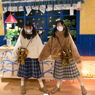野驢自制日系昭和學(xué)院古著感格子森系百褶裙高腰毛呢半身長(zhǎng)裙 藏藍(lán)格長(zhǎng)裙74 均碼