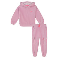 橘滋（Juicy Couture） 女童天鵝絨兩件套舒適運動(dòng)套裝 Billie 粉色 4T