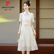皮爾卡丹（pierre cardin）夏季中式連衣裙女裝2024新款韓版高腰修身顯瘦復(fù)古中長款套裝裙子 圖片色+小外套 L （110-120斤）