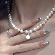 海上羅孚淡水珍珠項鏈媽媽款女翡翠水滴吊墜新款母親節生日禮物送婆婆 一貝子珍珠項鏈