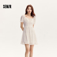 森馬（Semir）【連衣裙合輯】夏天女法式慵懶風(fēng)裙子復(fù)古學(xué)院風(fēng)針織裙雪紡碎花裙 A款甜美碎花裙-白紅色調(diào)00316 S