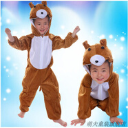 萌夫（MENGFU）六一兒童動(dòng)物表演服裝幼兒園演出舞臺(tái)服飾男女童卡通裝扮小猴子貓 棕熊 140cm（130-140）