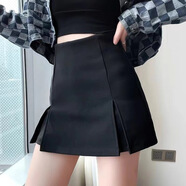 姿偉祺夏季新款高腰開叉字短裙潮 黑色 2XL