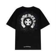 克羅心（chrome heart）克羅 噴墨滿天星燙鉆梵文短袖男女寬松百搭印花圓領(lǐng)T恤 黑色 XL