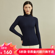 哥弟真的好（GIRDEAR）女裝修身坑條半高領(lǐng)打底針織衫女A300525 藏藍 S (2碼)