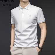 太子龍（TEDELON）夏季男士翻領(lǐng)短袖T恤高端半袖POLO衫中年商務(wù)休閑男裝新款上衣薄 白色 M
