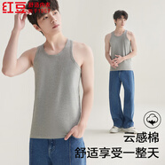 紅豆背心男士純色柔棉無袖打底衫男棉氨圓領(lǐng)透氣運動汗衫