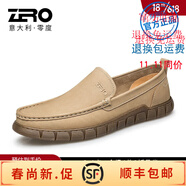 零度Zero零度男鞋 2021時尚百搭男士駕車樂福鞋子男舒適輕便健步鞋 米色 38