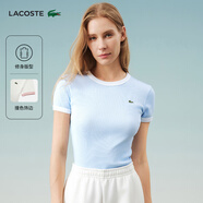 LACOSTE法國鱷魚女裝25春夏新款拼色純棉修身舒適短袖T恤|TF2432 EB6/淺藍(lán)色/白色拼色 M 38