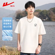 回力短袖t恤男夏季透氣短袖男圓領(lǐng)打底衫男寬松休閑上衣男白色XL