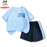 巴布豆男童運動(dòng)套裝2025夏季新款兒童速干透氣衣服涼感寬松吸汗帥氣童裝 藍 中國藍巴布X 150