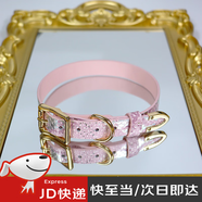 CLCEY項(xiàng)圈女刻字定制皮革choker頸帶鈴鐺骨頭掛件朋克風(fēng)原宿亞文化項(xiàng)鏈 糖果粉蛇紋項(xiàng)圈+牽引