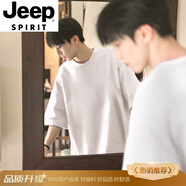 JEEP SPIRIT美式正肩重磅t恤男生鹽系穿搭ootd短袖三本針純棉七分袖春夏體恤 白色【高質(zhì)量】 升級(jí)款 S 90-100斤