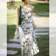AEMAPE氣質(zhì)女神森系薔薇吊帶連衣裙女裝2025春夏季新款優(yōu)雅顯瘦淑女裙 碎花連衣裙 L (105-115斤拍)