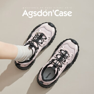奧古獅登（Agsdon）運動鞋女秋季新款丑萌戶外徒步登山鞋女丑萌老爹鞋W151215黑粉37