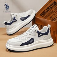 美國馬球協(xié)會（U.S.POLO ASSN.）休閑板鞋男2025新款男鞋夏季透氣休閑鞋男百搭厚底跑步運動鞋子男 摩卡棕 41 (255mm) -