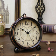 日本座鐘復古客廳桌面時(shí)鐘臺式家用鐘表擺件藝術(shù)擺鐘臥室床頭鬧鐘 黑色 復古數字 4英寸