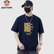 大嘴猴（paul frank）短袖男士夏季重磅純棉短袖t恤男裝潮牌半袖體恤外套 藏青色 2XL