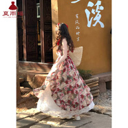 夏雨瑤油畫度假吊帶連衣裙夏季不規(guī)則氣質(zhì)長裙A顯瘦氛圍感胖mm大碼200斤 【單件內(nèi)搭裙】白色 2XL 【建議150-180斤】