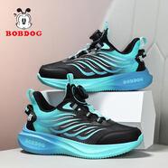 巴布豆（BOBDOG）男童鞋子2025春秋季新款防水兒童青少年跑步鞋軟底透氣女童運(yùn)動鞋 黑月【夏季單網(wǎng)】XFT590 37 鞋內(nèi)長23.5cm