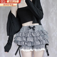 JIOESC洛麗塔南瓜褲安全褲防走光蛋糕裙褲多層蓬蓬裙撐打底親子少女短褲 格子【一件】 S 75-105斤