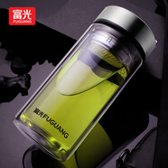 富光大容量雙層玻璃杯 男士泡茶杯子 耐熱加厚帶蓋過(guò)濾網(wǎng)水杯辦公水杯 730ml