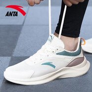 安踏（ANTA）男鞋跑步鞋2025新款夏季網(wǎng)面透氣夏季休閑鞋官網(wǎng)旗艦運動(dòng)鞋男 淺米白/遠足綠 41
