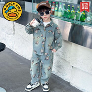 G·DUCK KIDS兒童牛仔套裝春季2025新款春秋款男童洋氣時(shí)髦哪吒卡通兩件套洋氣 圖片色 90 cm
