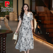 皮爾卡丹（pierre cardin）大碼裙子夏季連衣裙女士2025新款微胖肥mm遮肚子氣質(zhì)蝴蝶碎花裙子 圖片色 XL 建議120-140斤