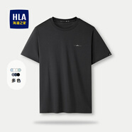 海瀾之家（HLA）t恤男夏季新款圓領(lǐng)純色百搭涼感舒適透氣短袖T恤衫男休閑上衣男裝 黑色AJ -涼感/抑菌防螨 S 165/84A