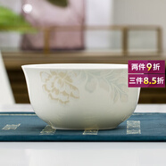 煜乾吃飯碗景德鎮(zhèn)防燙高腳碗米飯碗創(chuàng)意北歐泡面碗骨瓷碗家用陶瓷碗 4.5英寸金鐘碗