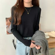 京濮飛早春韓版糖果色針織衫百搭打底長(zhǎng)袖毛衣女2025 黑色 均碼