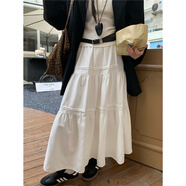 FSHE春季小白裙磨砂質(zhì)感百搭長(cháng)款白色半身裙女長(cháng)裙蛋糕裙女2025新款女 白色 均碼