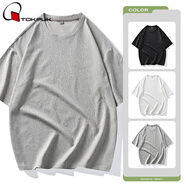 TOKPUK夏季新款短袖t恤男士潮牌寬松短袖圓領(lǐng)上衣服ins港風(fēng)韓版潮流體恤 灰色 XL