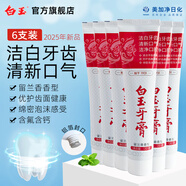 白玉清新牙膏 潔白亮白口氣清新去黃去漬含氟 留蘭香型6支130g