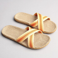 昌祥回力拖鞋女夏居家亞麻拖鞋夏季情侶家居厚底防滑室內地板涼拖鞋男夏天 橘黃 橘黃漸變 24 =(35-36)