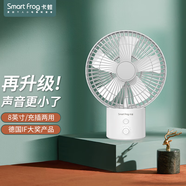 卡蛙（smartfrog）辦公室小風(fēng)扇桌面扇迷你usb大風(fēng)力充電風(fēng)扇小型廚房臺式靜音戶(hù)外小電扇宿舍床上頭臥室小臺扇搖頭 淺云月白【低噪/長(cháng)續航+2025升級】