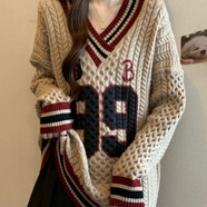 XCFREHT2025新款秋冬新款慵懶感領(lǐng)毛衣大碼女裝胖寬松中長針織 淺棕色 【專柜】 M 90-100斤