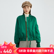 哥弟真的好（GIRDEAR）女裝前短后長(cháng)拼呢料廓形新雪麗棉服棉衣女A400151 綠 M