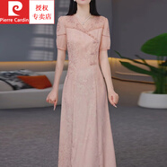 皮爾卡丹（pierre cardin）新中式國風改良旗袍連衣裙2025新款女夏今年流行新品高端修身年輕 香檳粉 2XL 126-135斤