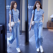 PAGKAVIO國際一線品牌運(yùn)動套裝女2025牛仔套裝夏季新款薄款女士時(shí)尚套裝 藍(lán)色（禮盒包裝） 2XL （125-140）