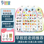 樂樂魚（leleyu）卡通兔有聲早教掛圖兒童玩具寶寶識字表墻貼3張男孩女孩生日禮物