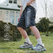 瑪米瑪卡（MOMOCO）夏季兒童牛仔短褲帥氣潮流牛仔五分褲 黑色  110 