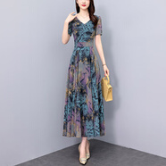對蘭連衣裙女長款2025夏天新款女裝氣質(zhì)女神范沙灘裙女海邊度假長裙子 7557# 2XL （推薦120-130斤）