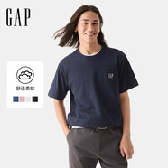 Gap男女裝2025春季新款純棉刺繡logo口袋短袖T恤簡(jiǎn)約風(fēng)上衣725620 海軍藍(lán) 2XL (185/104A)亞洲尺碼